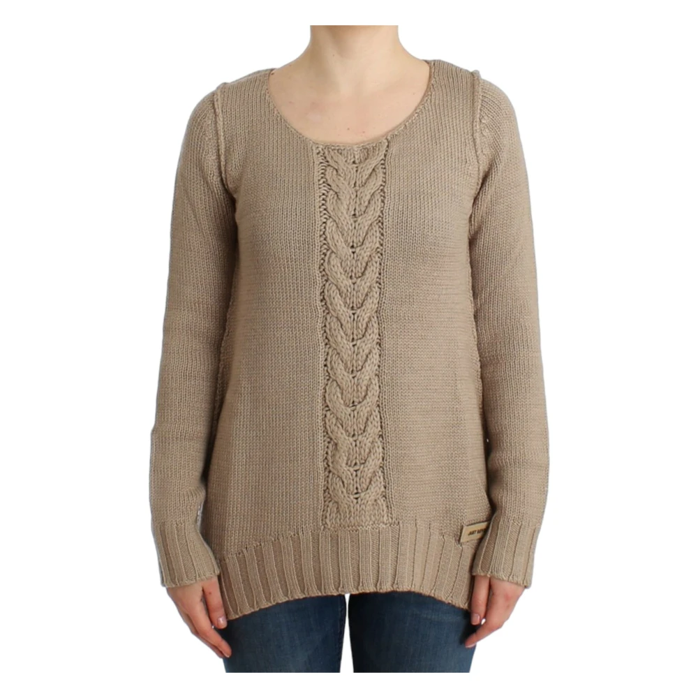 Roberto Cavalli Women's Beige Elegant Knit Jumper - Round-Neck Knitwear - Xs - Knitwear
