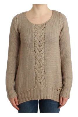 Elegant Beige Stickad Tröja