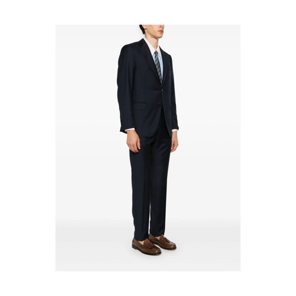 Caruso Navy Blauw Wol Blazer en Broek Blue Heren