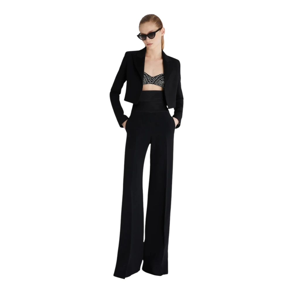 Ermanno Scervino Hoge Taille Palazzo Broek met Bustier Stijl Band Black Dames