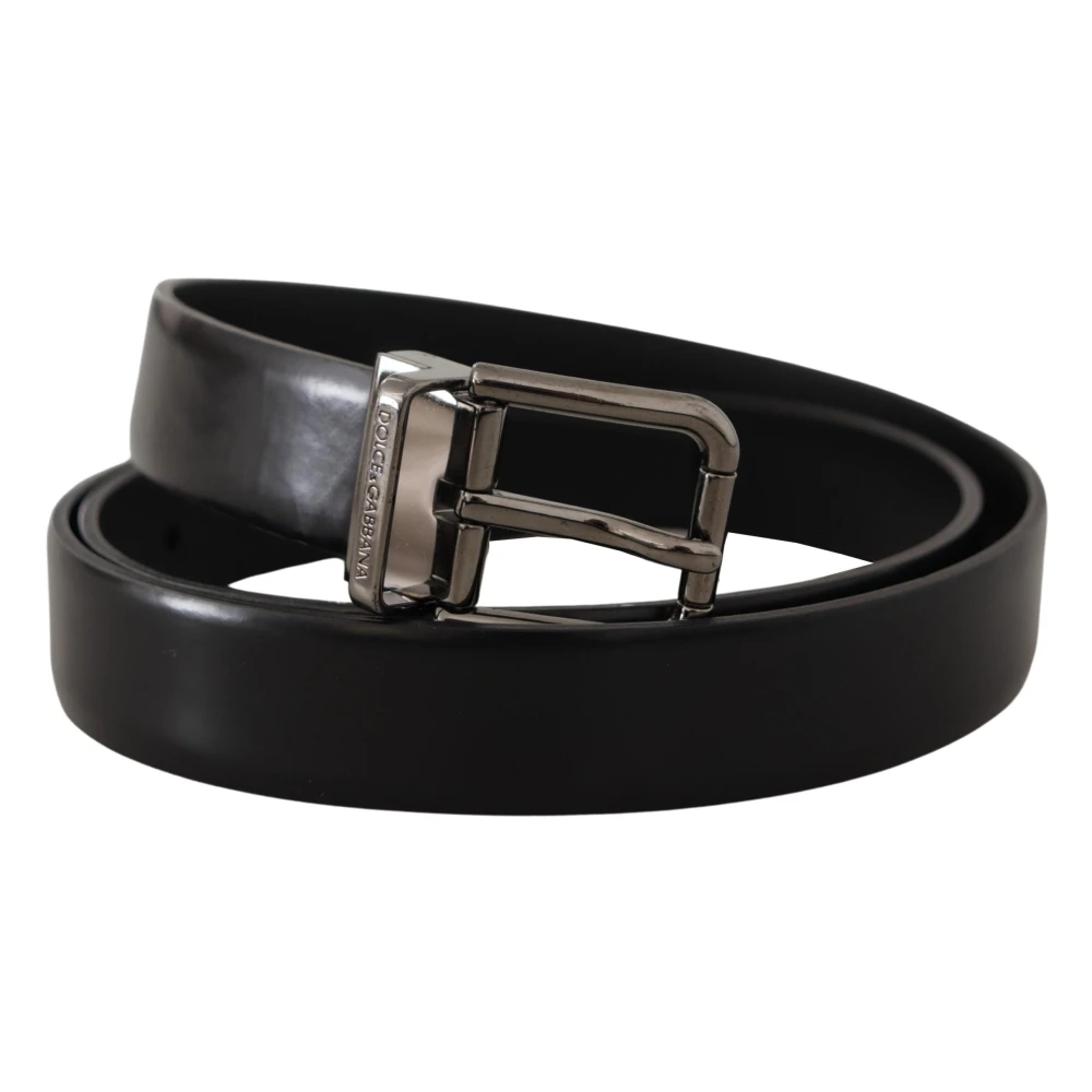Dolce & Gabbana Stijlvol Zwart Leren Riem met Metalen Gesp Black Dames