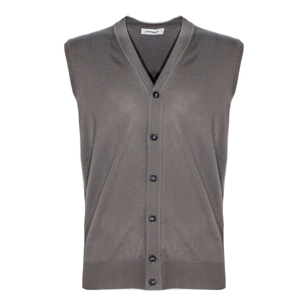 Kangra Bruine Wollen V-Hals Vest Brown Heren