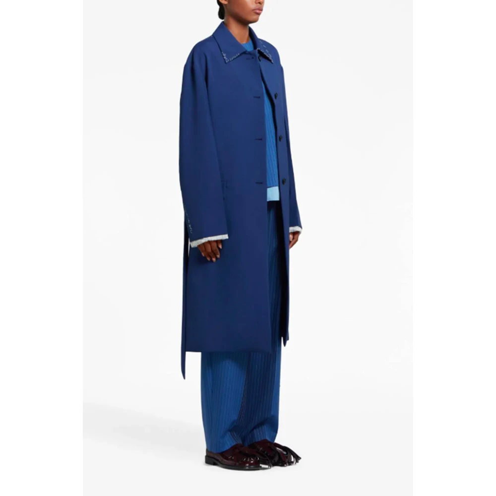 Marni Wollen Jas met Contraststiksels Blue Dames