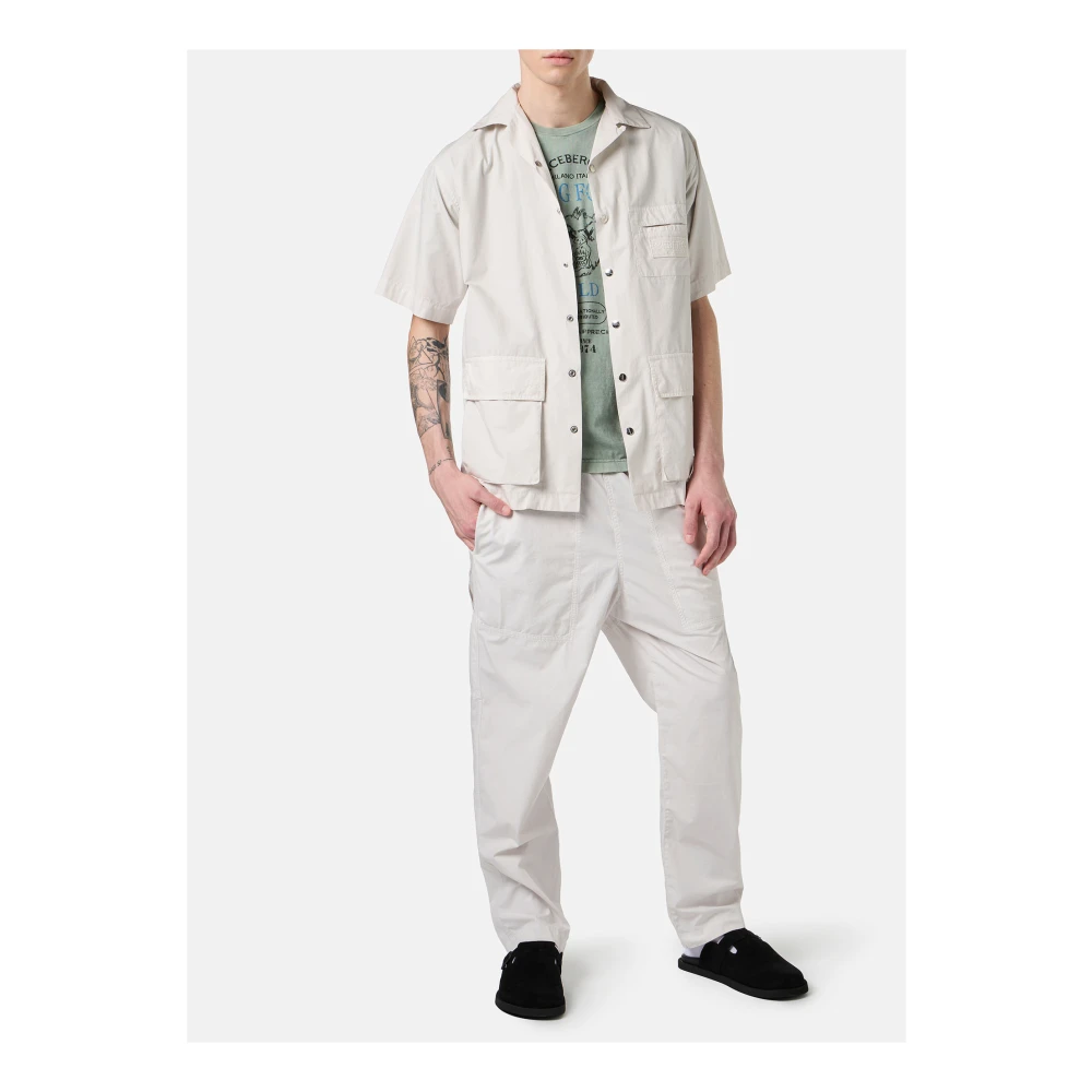 Iceberg Regular-fit mintkleurig T-shirt in willekeurig gewassen katoen met maxi Bear print Green Heren