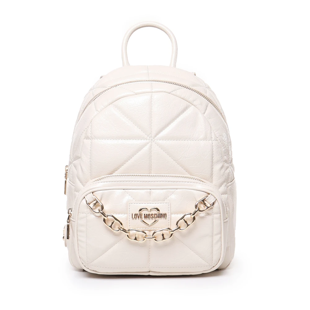 Love Moschino Vit Quiltad Rund Väska White, Dam