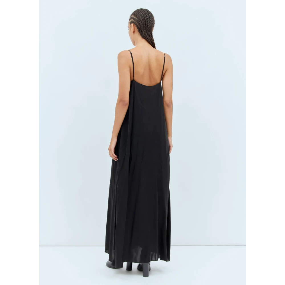 The Row Vloeibare Weefsel V-Hals Maxi Jurk Black Dames