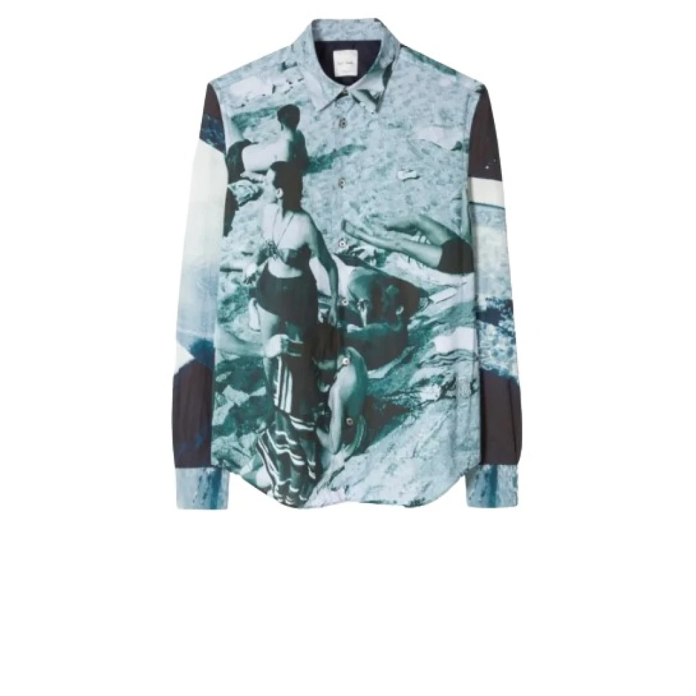 Paul Smith Hombre Camisa De Algodón Con Estampado Fotográfico De Paul