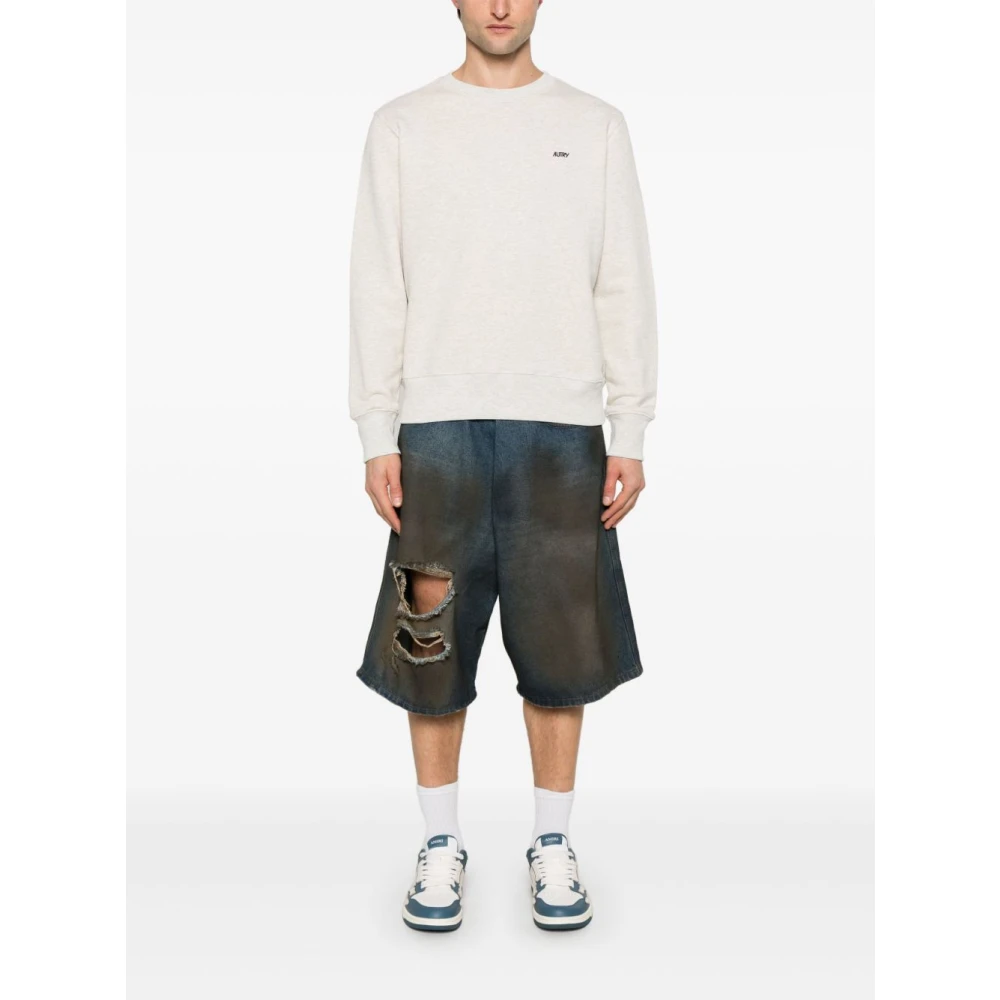Autry Geborduurd Logo Ronde Hals Sweater Gray Heren