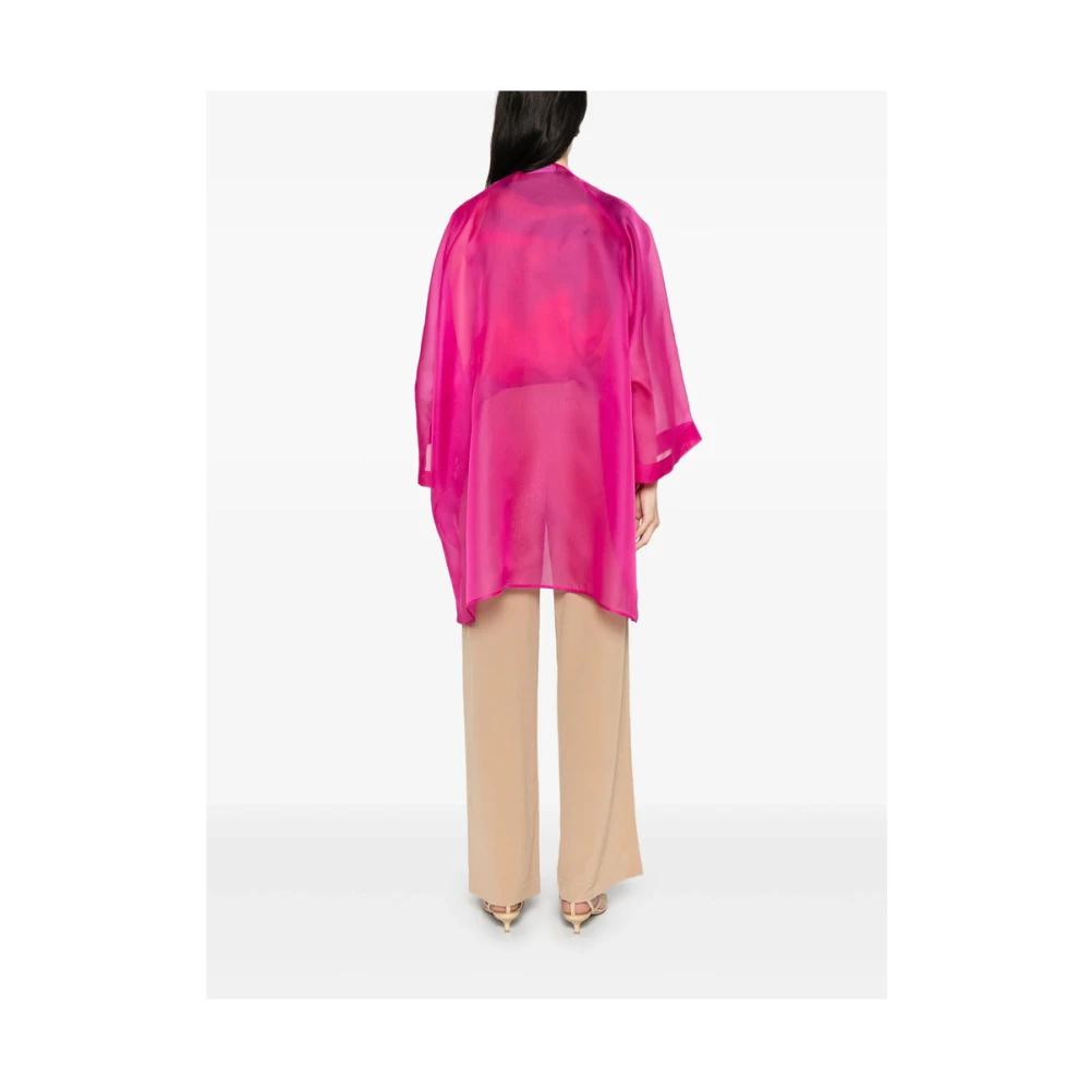 Gianluca Capannolo Fuchsia Roze Open Voorkant Jas Pink Dames