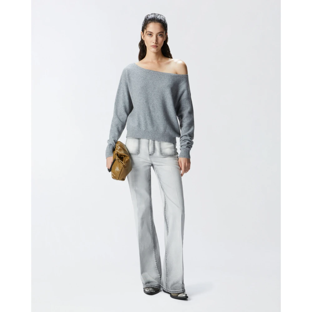 pinko Lichtgrijze Wijde Pijp Jeans Blue Dames