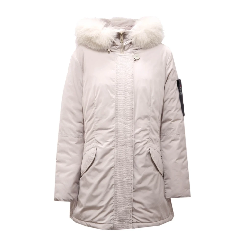 Peuterey Women's Beige Padded Jacket With Real Fur Trim - Down Jackets - 3XL - Jackets
