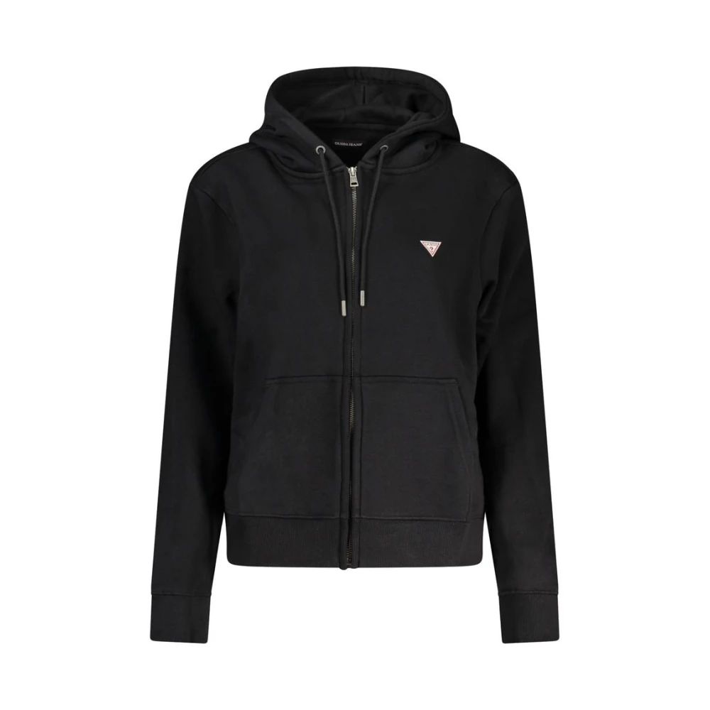 Guess Zwarte Katoenen Hoodie met Rits Black Dames