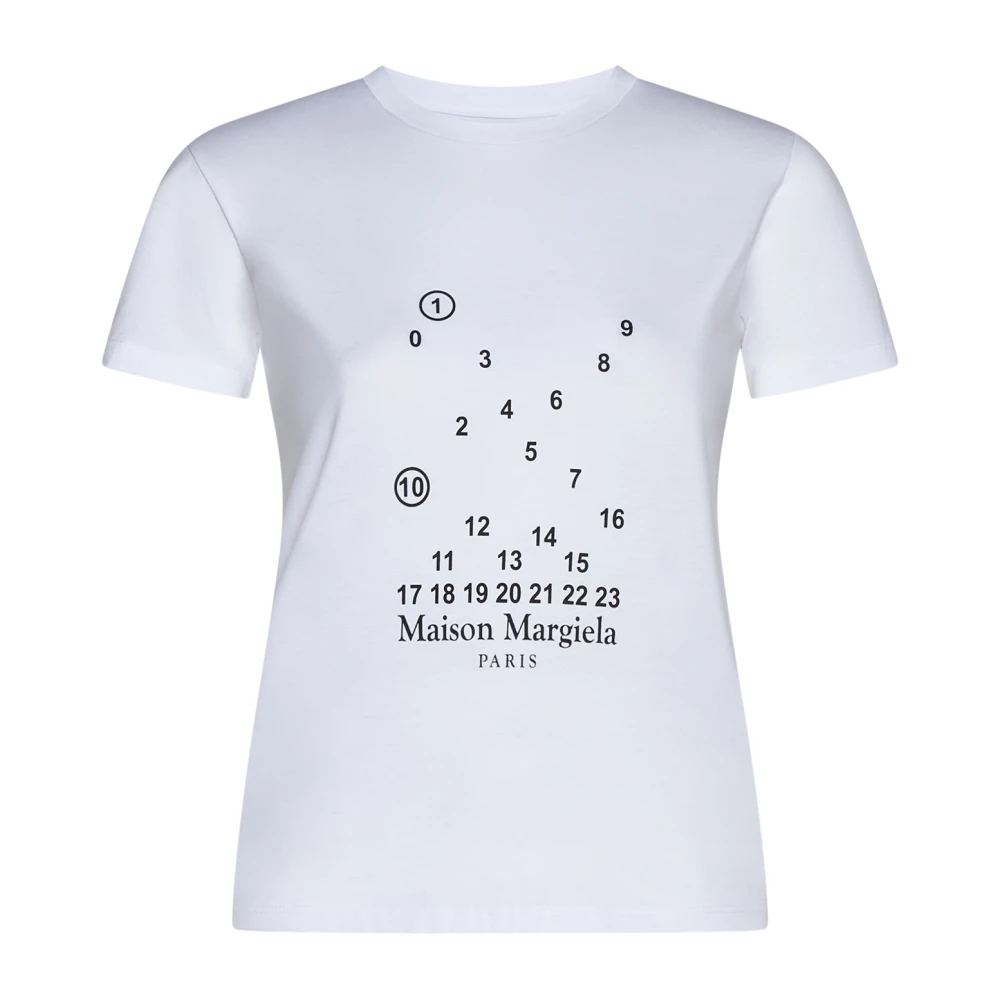 Maison Margiela Logo-Print T-shirt Wit White Dames