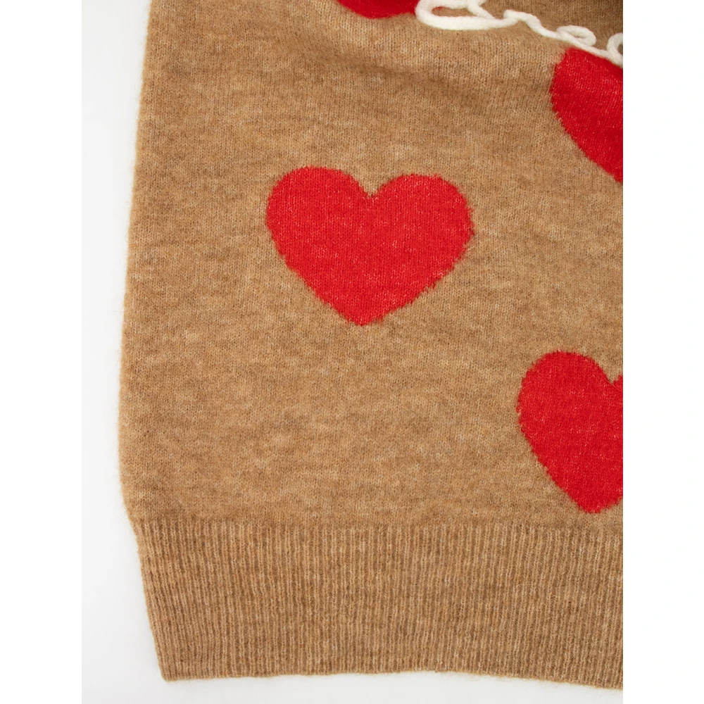 MC2 Saint Barth Heart Breaker Crew-neck Jacquard Jumper Brown Dames