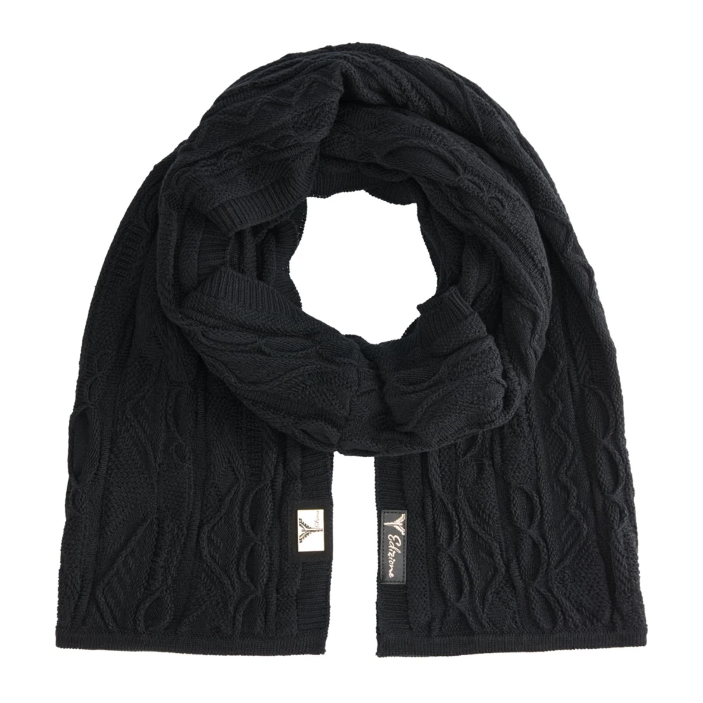 Carlo Colucci Men's Black Winter Scarves, One Size, Edizione Knit Scarf