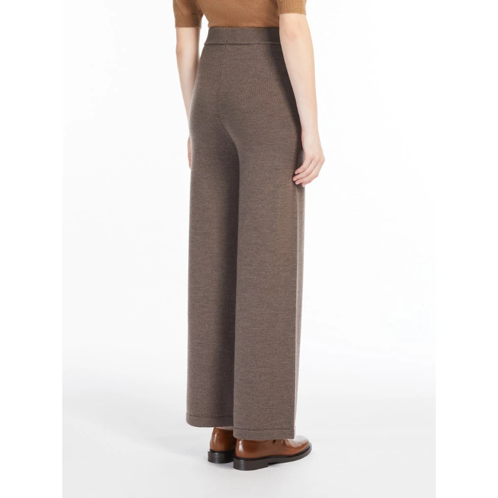 Max Mara Luxe Wollen Elastische Taille Broek Brown Dames