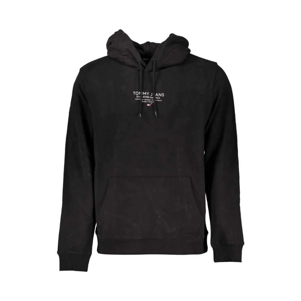 Tommy Hilfiger Men's Black Hoodies, Xl, Elegant Hooded Sweatshirt With Iconic Print