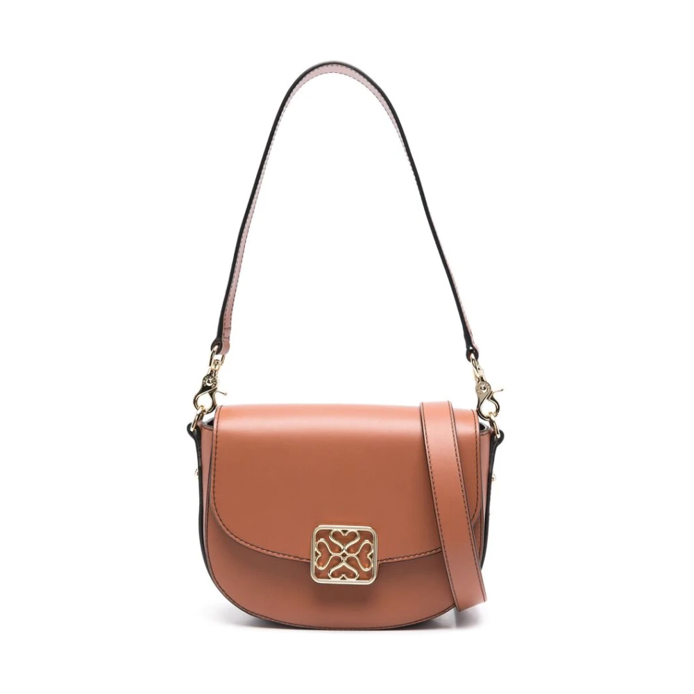 Strathberry Cognac Bruine Schoudertas met Overslag Brown Dames