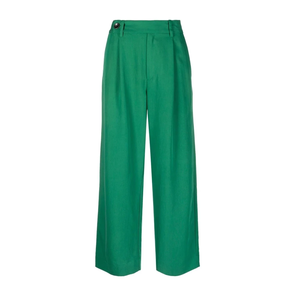 Proenza Schouler Green Wide Leg Casual Trousers - Female - Wide Trousers - Xs - Trousers