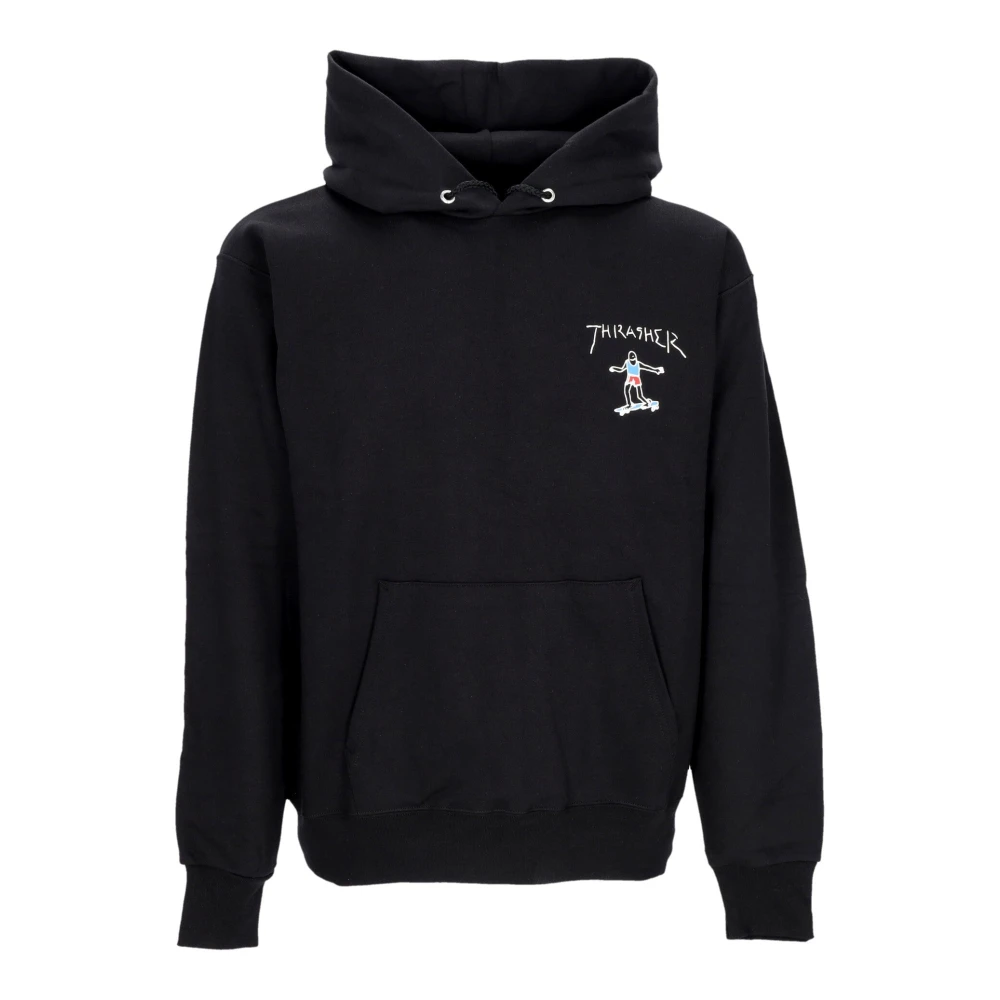 Thrasher Zwarte hoodie met verstelbare capuchon en voorzak Black Heren