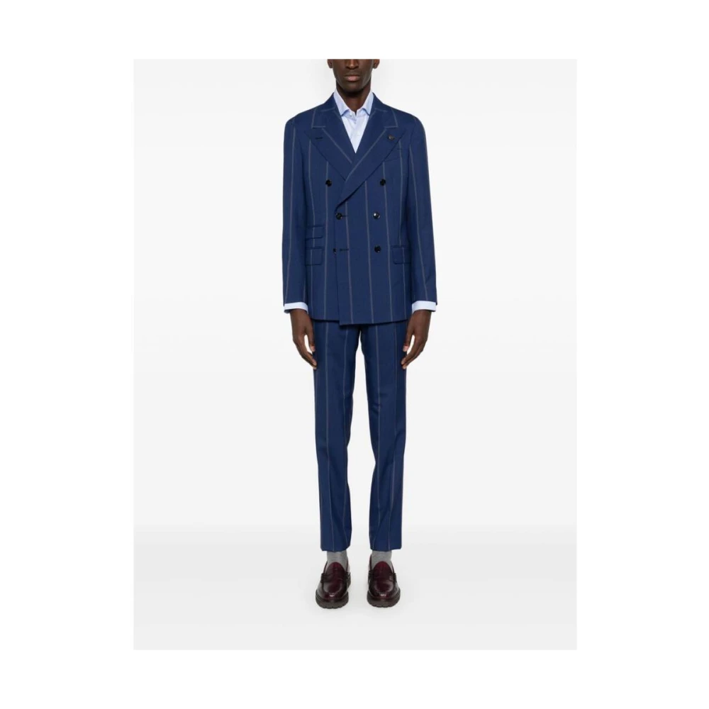 Mazzarelli Blauw Jacquard Katoenen Overhemd Blue Heren