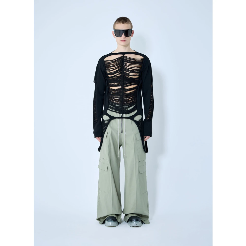 Rick Owens Gebreide Crewneck Sweater Black Heren