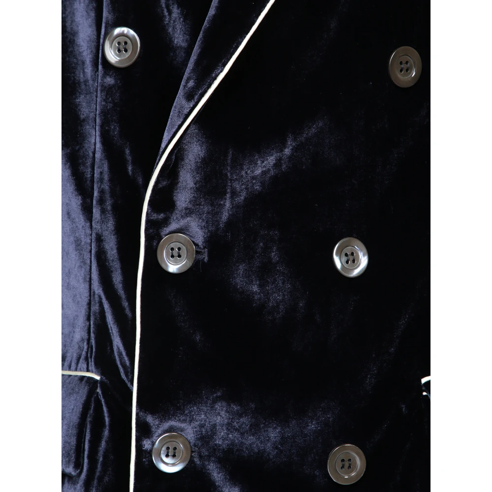 Pierre-Louis Mascia Donkerblauw Fluweel Dubbelborst Jas Blue Dames