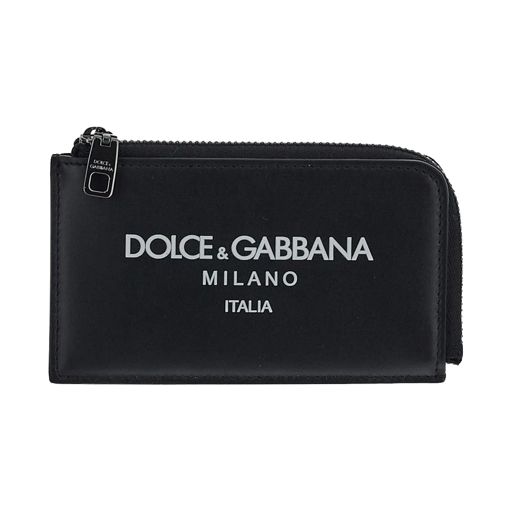Dolce & Gabbana Leren Kaarthouder Portemonnee Black Heren