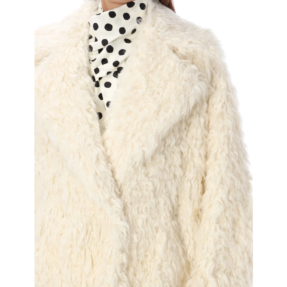 Msgm Eco-Bont Revers Buitenkleding Off White Beige Dames