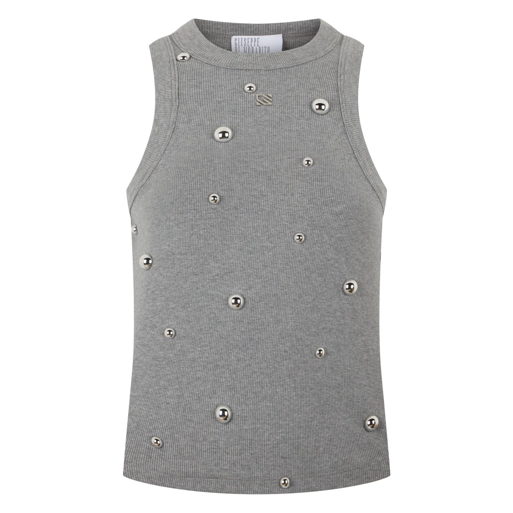 Giuseppe Di Morabito Gray Sleeveless Tops, Female, M, Stud-Embellished Cotton Top