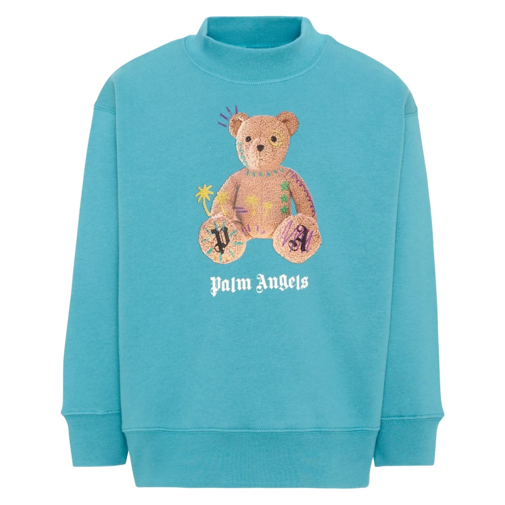 Palm Angels Teddy With Signs Sweatshirt - Unisex - Kids Sweatshirts - Blue - 4 Y | 104 Cm - Kids