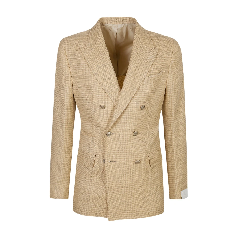 Eleventy Men's Beige Double-Breasted Jacket - Blazers - 3XL - Jackets
