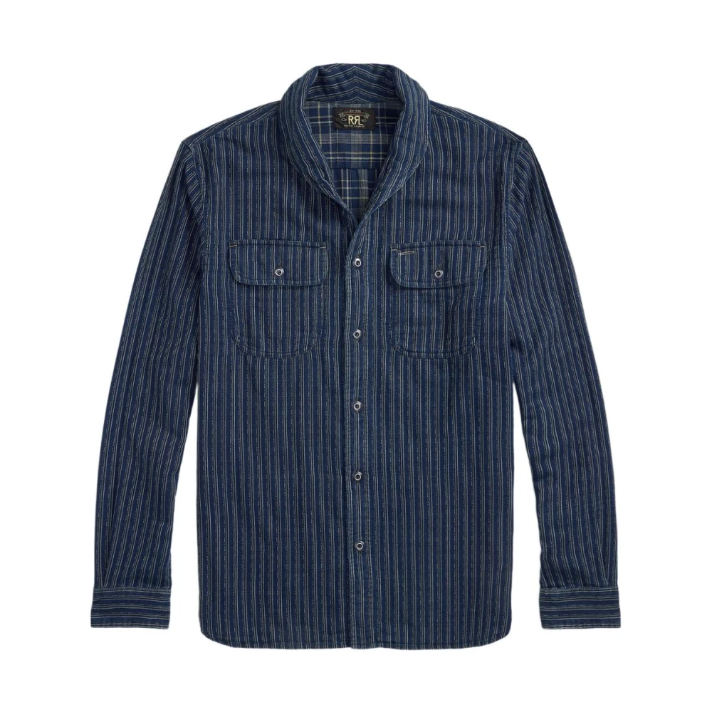 Ralph Lauren Blue Shawl-Collar Shirt - Male - Casual Shirts - Xl - Shirts