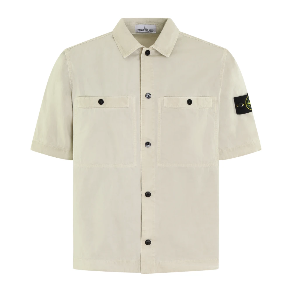 Stone Island Korte Mouw Heren Overshirt Beige Heren