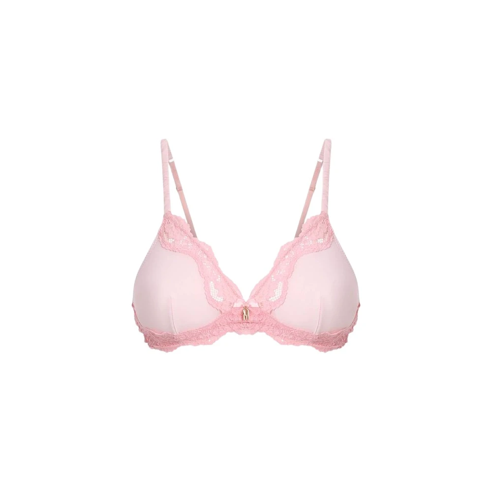 Moschino Pink Bras, Female, Xl, Microfiber And Lace Bra