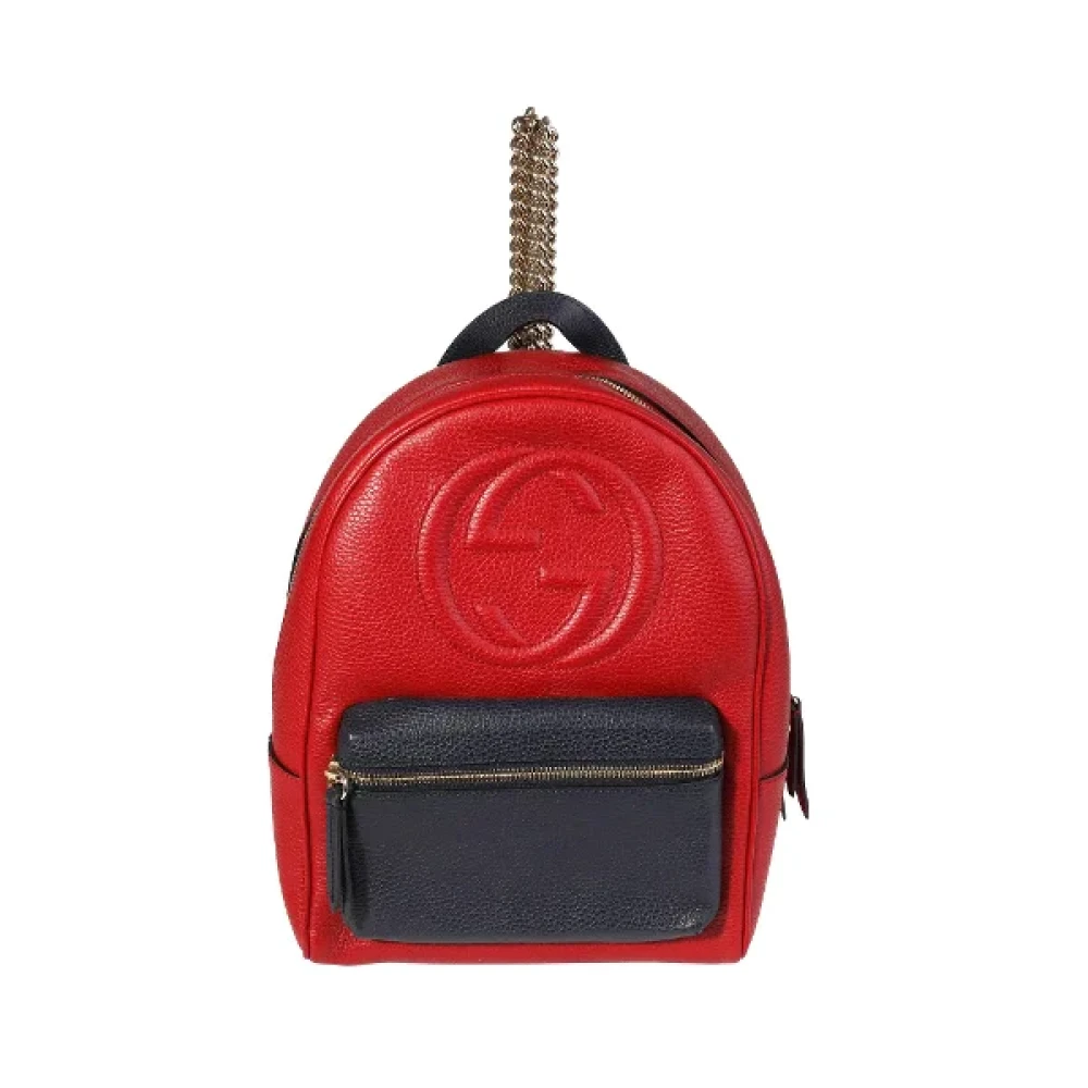 Gucci Vintage Pre-owned Leather backpacks Red Dames