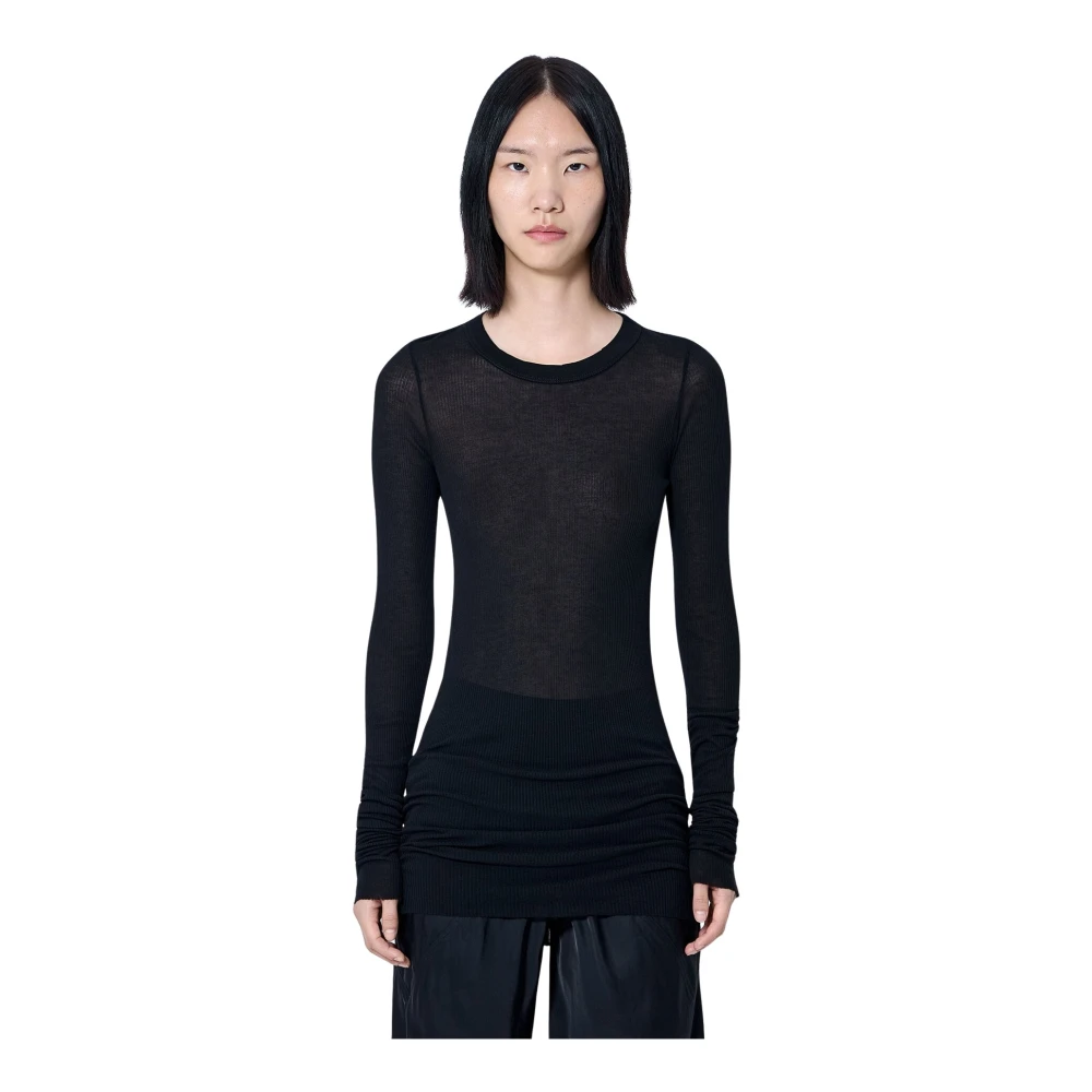 Rick Owens , Long Sleeve T-Shirts, Female, Black, Xs, Long Sleeve Sheer Knit Top