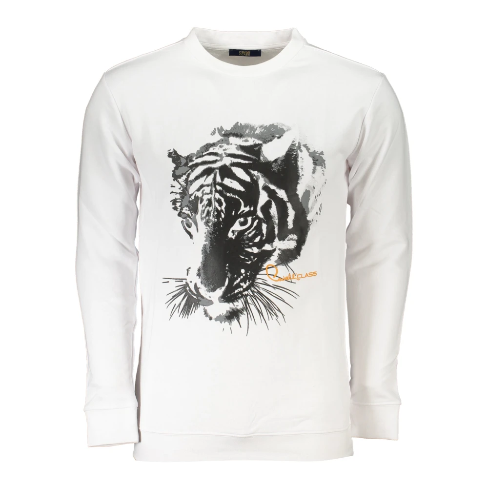 Cavalli Class Witte Sweater met Lange Mouwen en Print White Heren
