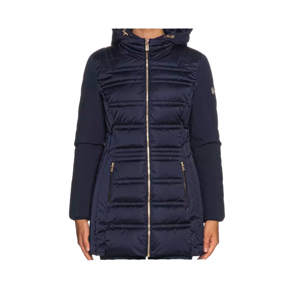 YES ZEE Dames Technische Stof Jas met Capuchon Blue Dames