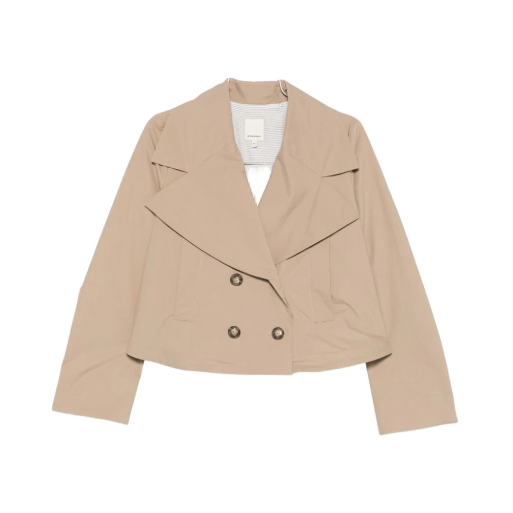 Emporio Armani Femme Beige - Eagle Club Poplin Double-Breasted Blouson - Vestes - Taille: 46 Fr