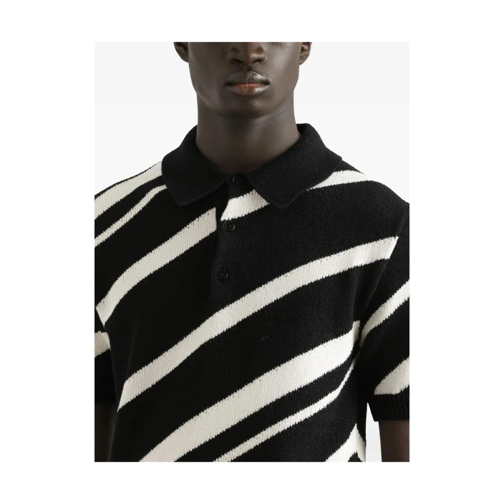 Dolce & Gabbana Zwarte Knoopsluiting Korte Mouw Trui Black Heren