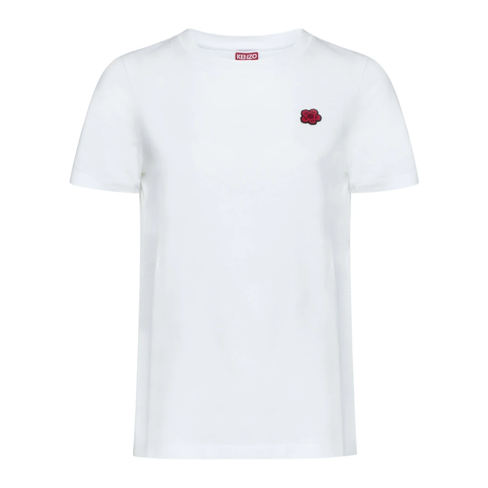 Kenzo Bloem Motief Logo Patch T-shirt White Dames
