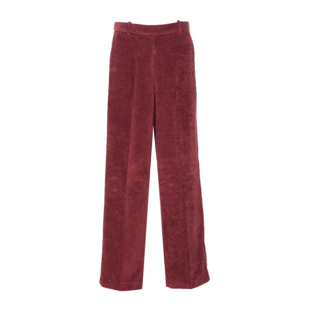 Circolo 1901 Women's Red Wide Trousers, M, Corduroy Wide Leg Trousers