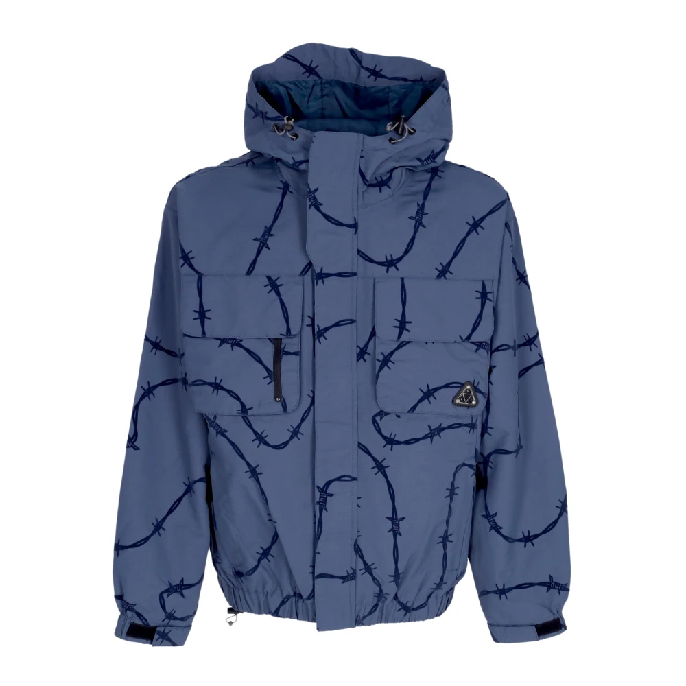 HUF Blauwe Nylon Winddichte Jas met Verstelbare Capuchon Blue Heren