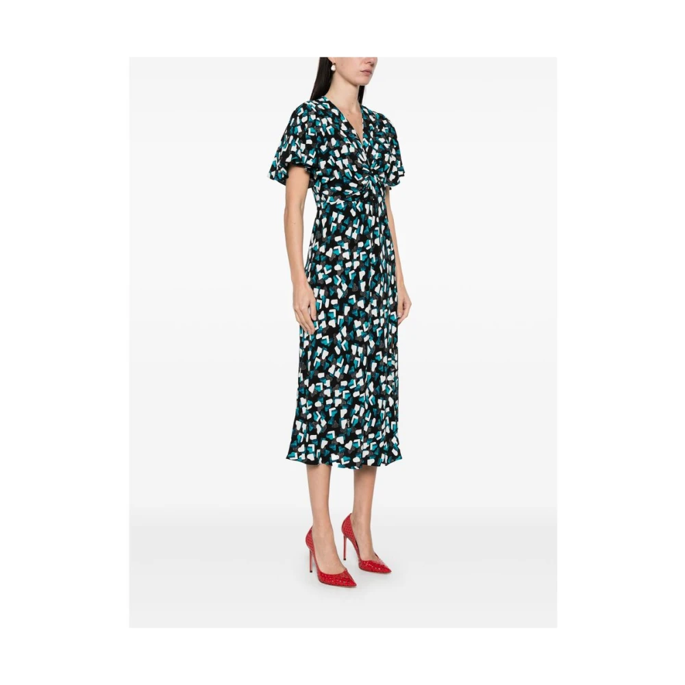 Diane Von Furstenberg Zwarte Knoopdetail Jurk Multicolor Dames