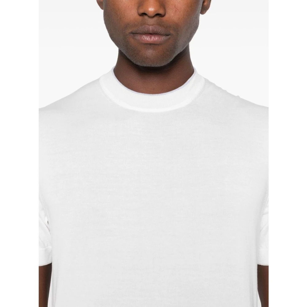 Eleventy Witte Katoenen Gebreide Crew Neck Sweater White Heren