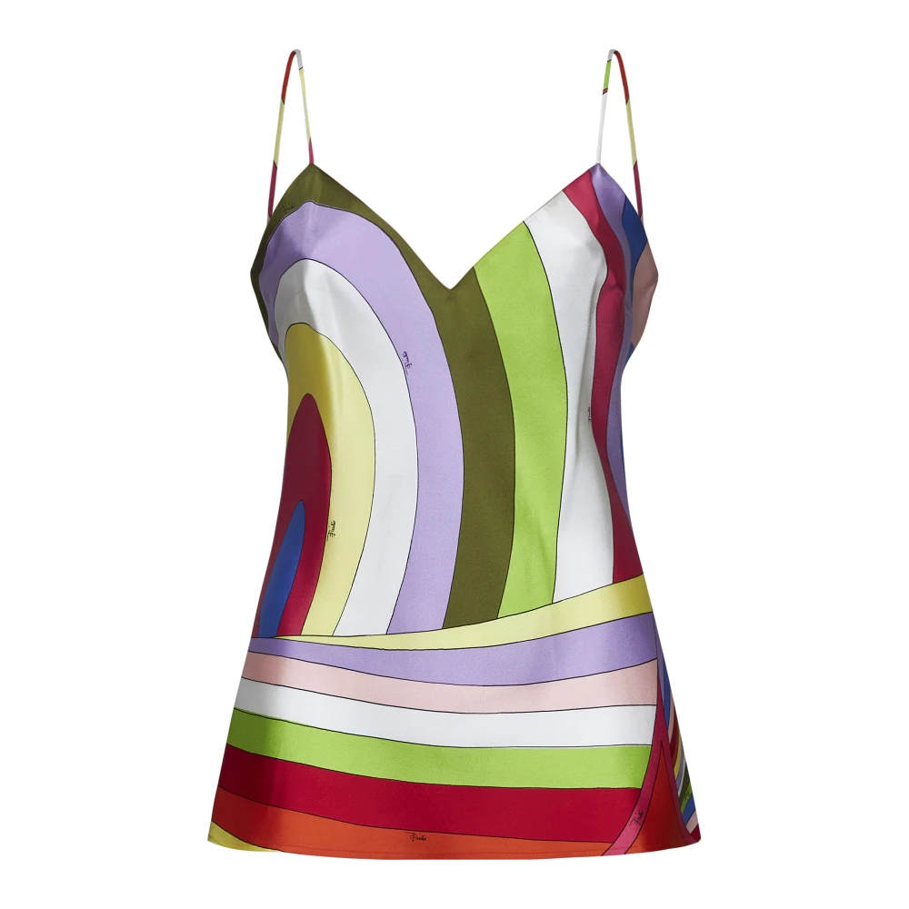 EMILIO PUCCI Abstract Print Zijden Camisole Top Multicolor Dames
