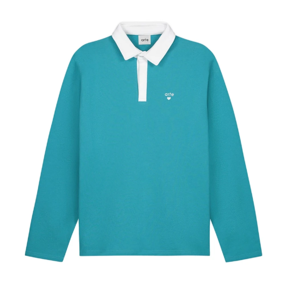 Arte Antwerp Blå Pikétröja Med Kontrastkrage