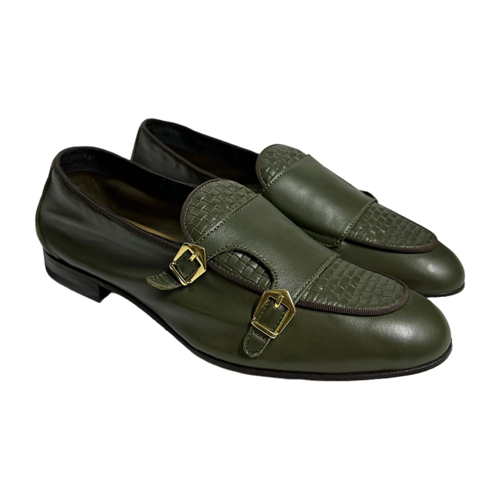 Marechiaro 1962 Groene leren dubbele gesp mocassin Green Heren