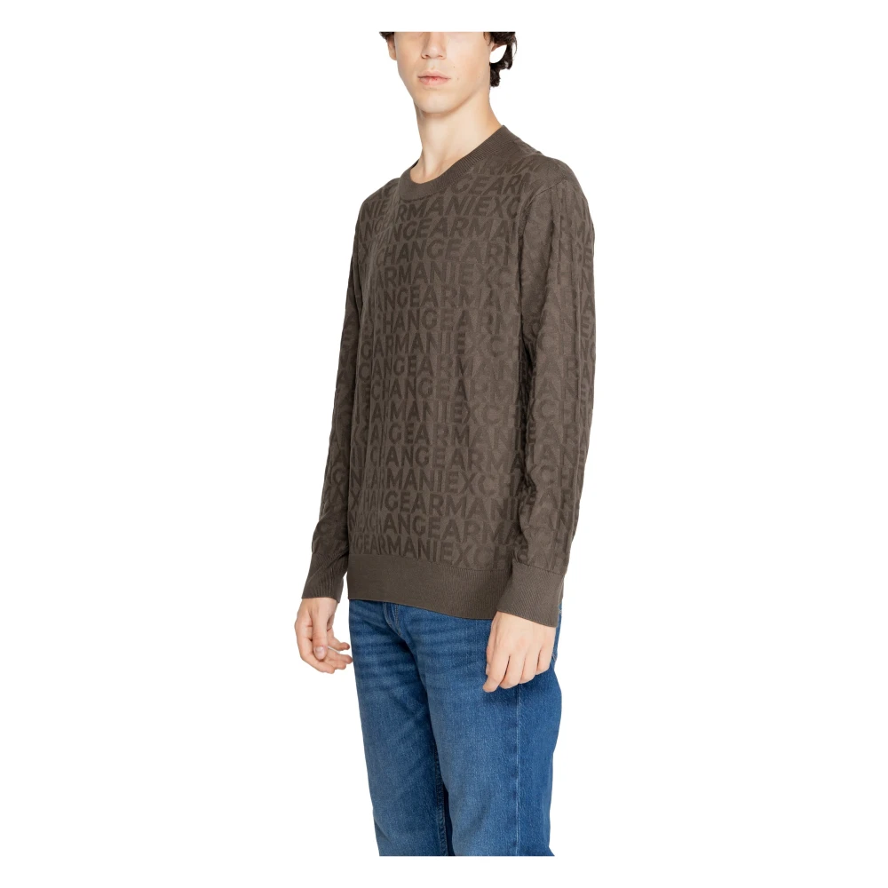 Armani Exchange Groene gebreide trui met ronde hals Green Heren